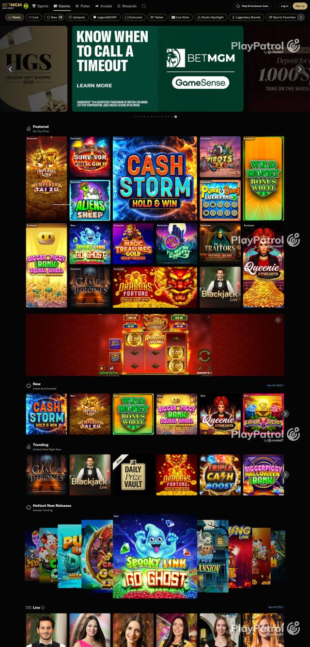 Front page of nj.betmgm.com as captured on 26 October 2026