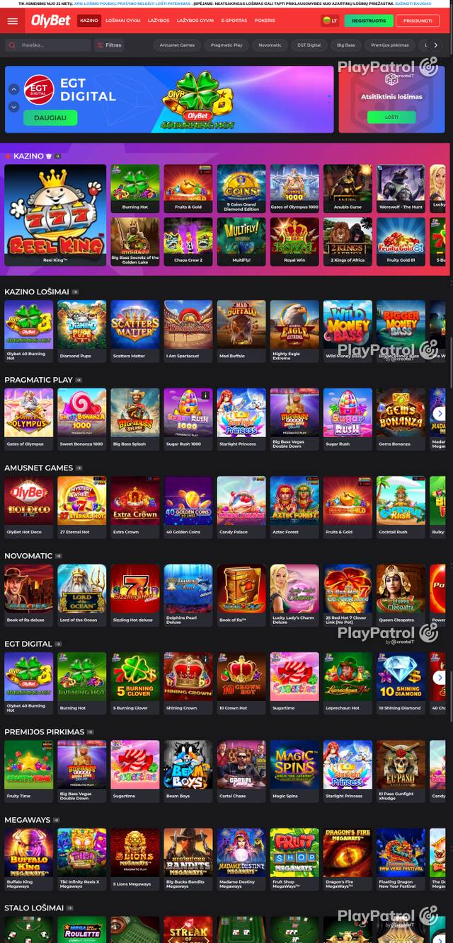 Capture of the front page of olybet.lt (olybet.lt) on 30 October 2026