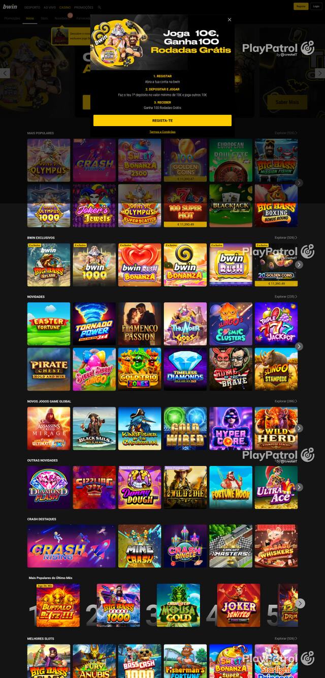 Capture of the front page of bwin.pt (bwin.pt) on 20 October 2026