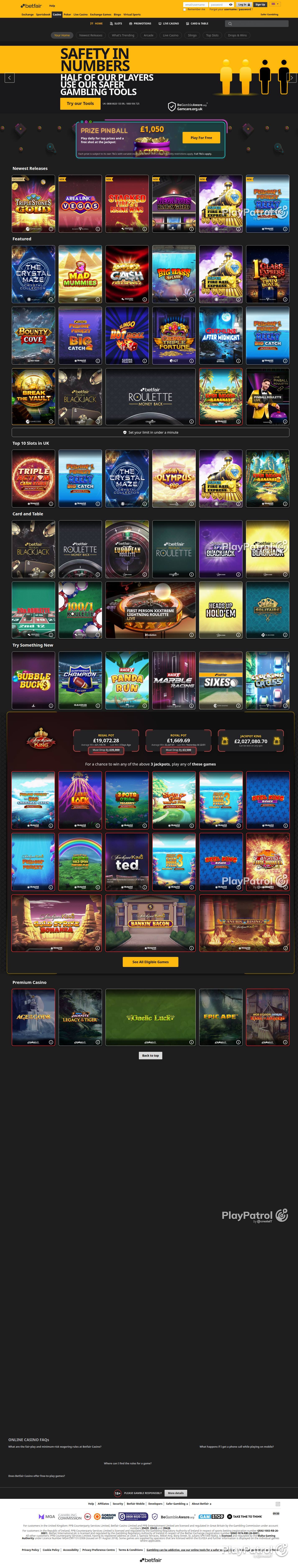Full capture of Betfair Casino recorded during the scan