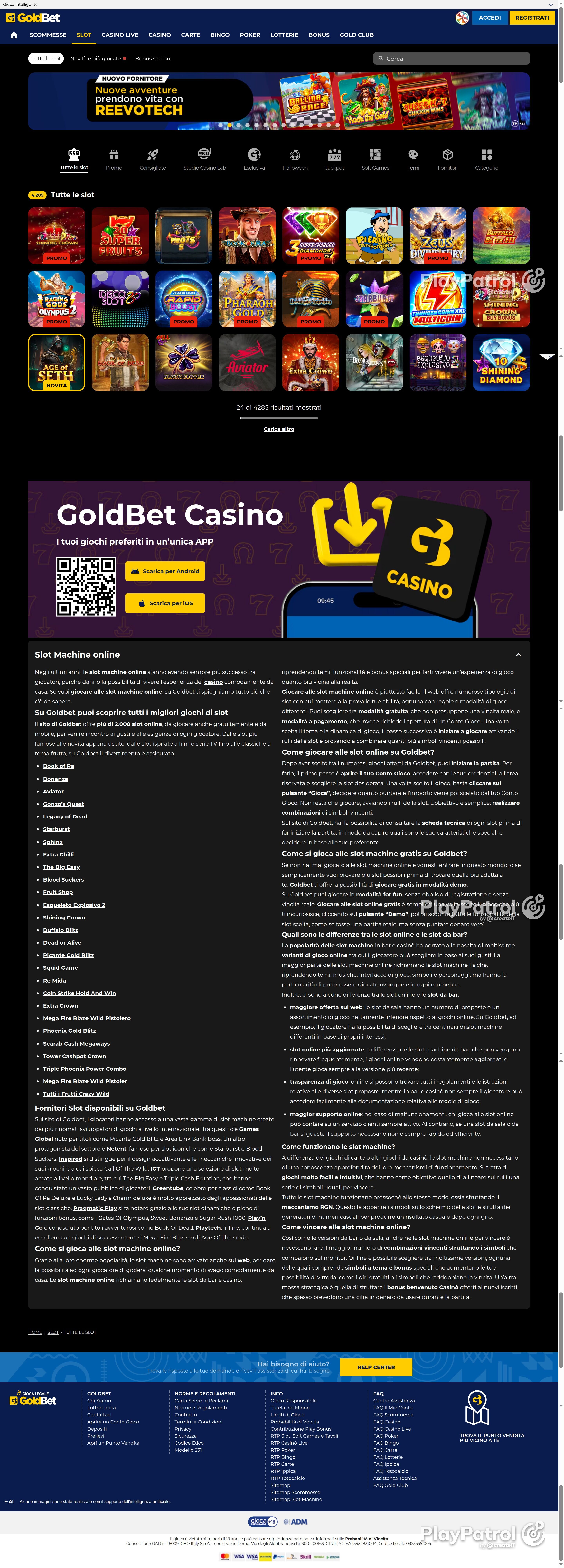 Full capture of Goldbet recorded during the scan