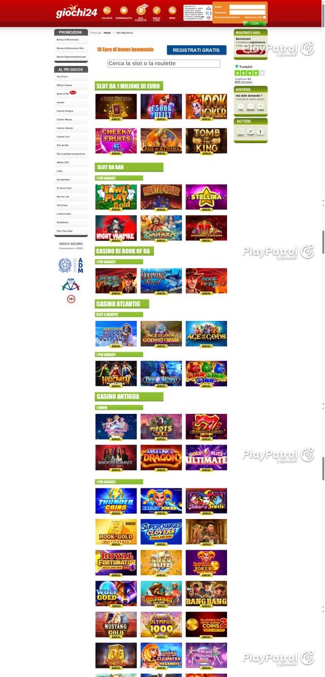 Capture of the front page of Giochi24 (giochi24.it) on 17 October 2026