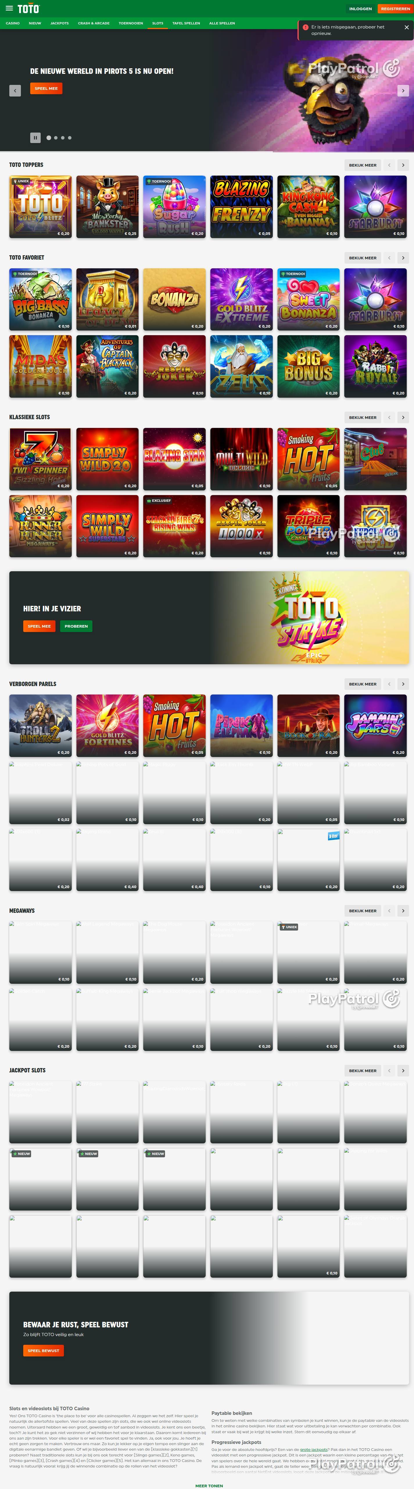 Full capture of TOTO Casino recorded during the scan