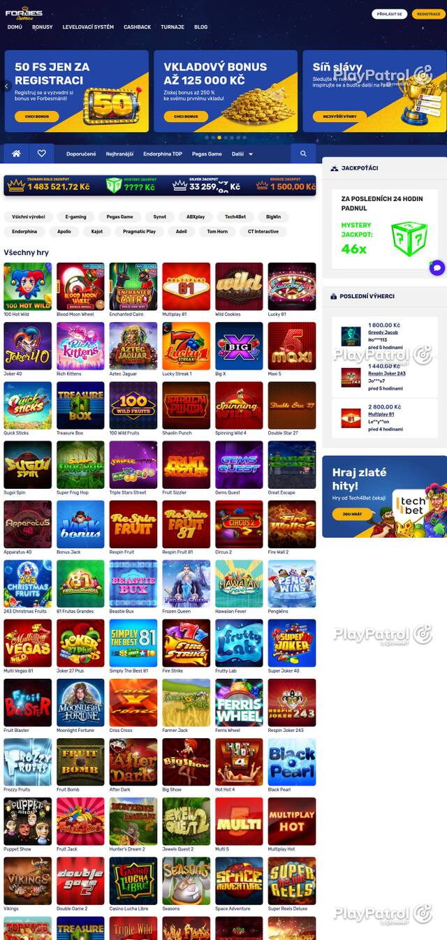 Homepage capture of Forbes Casino recorded during the scan