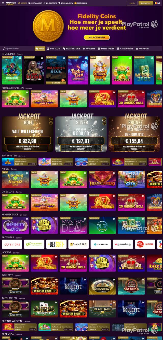 Capture of the front page of madisoncasino.be (madisoncasino.be) on 30 October 2026