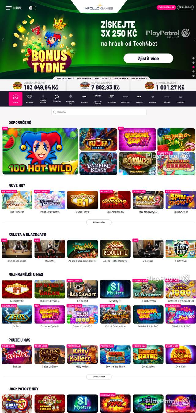 Homepage capture of Apollo Games recorded during the scan