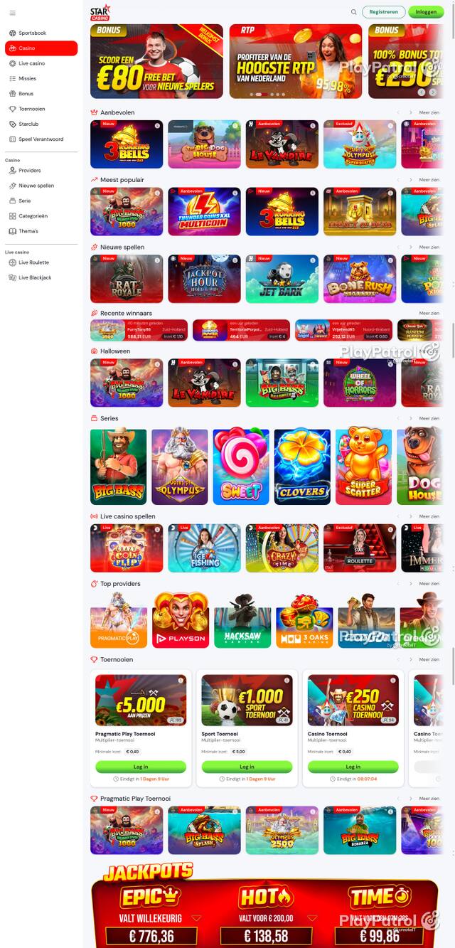 Capture of the front page of Starcasino (starcasino.nl) on 24 October 2026
