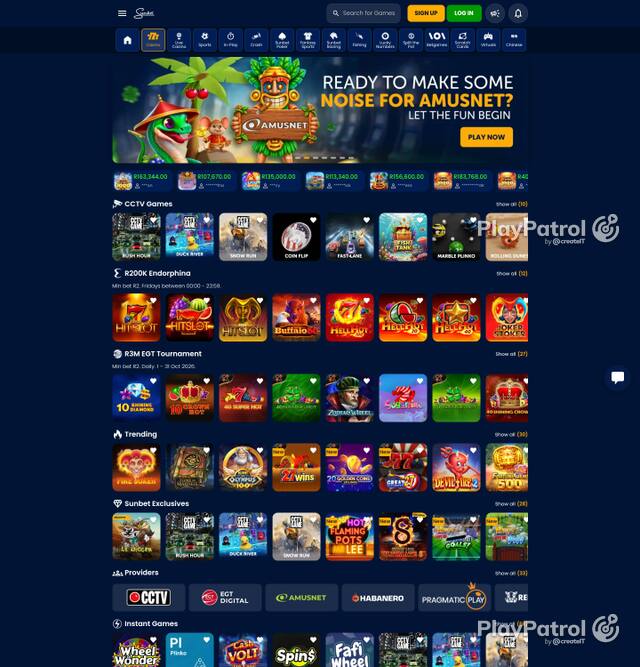Capture of the front page of sunbet.co.za (sunbet.co.za) on 4 October 2026