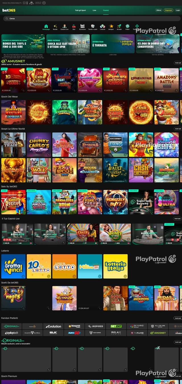 Homepage capture of bet365 recorded during the scan