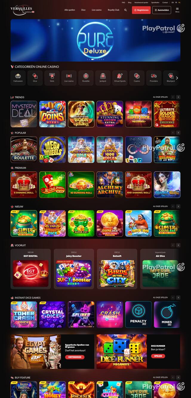 Capture of the front page of versaillescasino.be (versaillescasino.be) on 24 October 2026