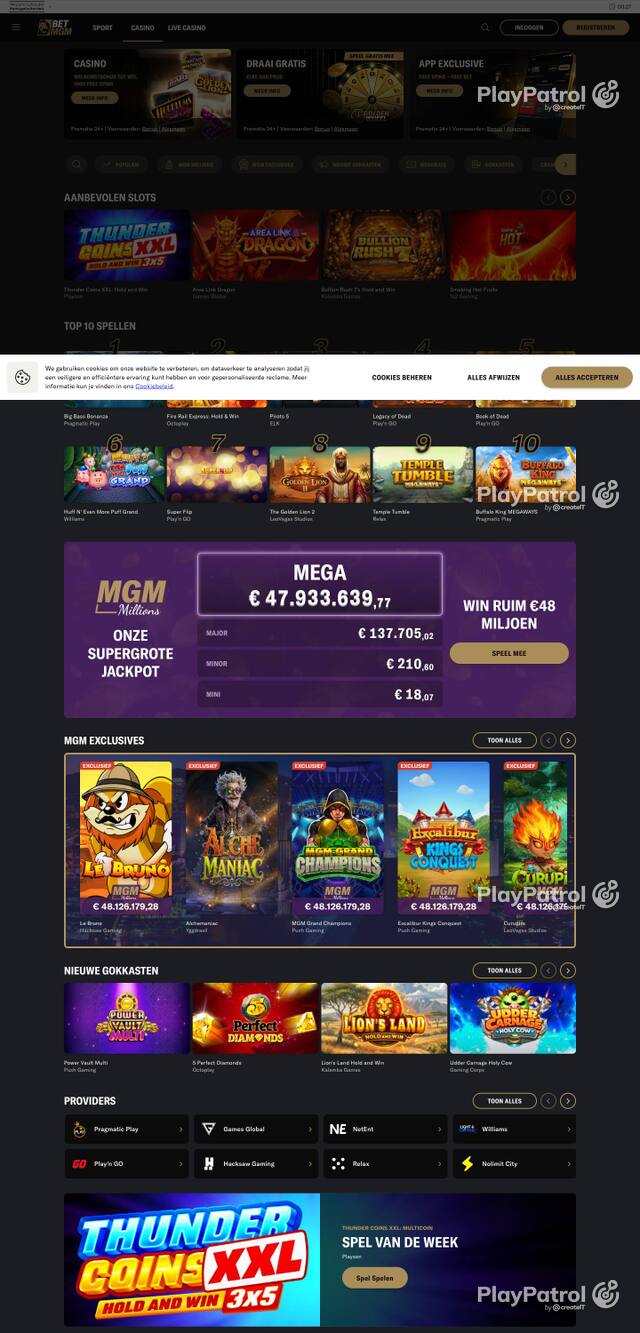 Homepage capture of BetMGM recorded during the scan