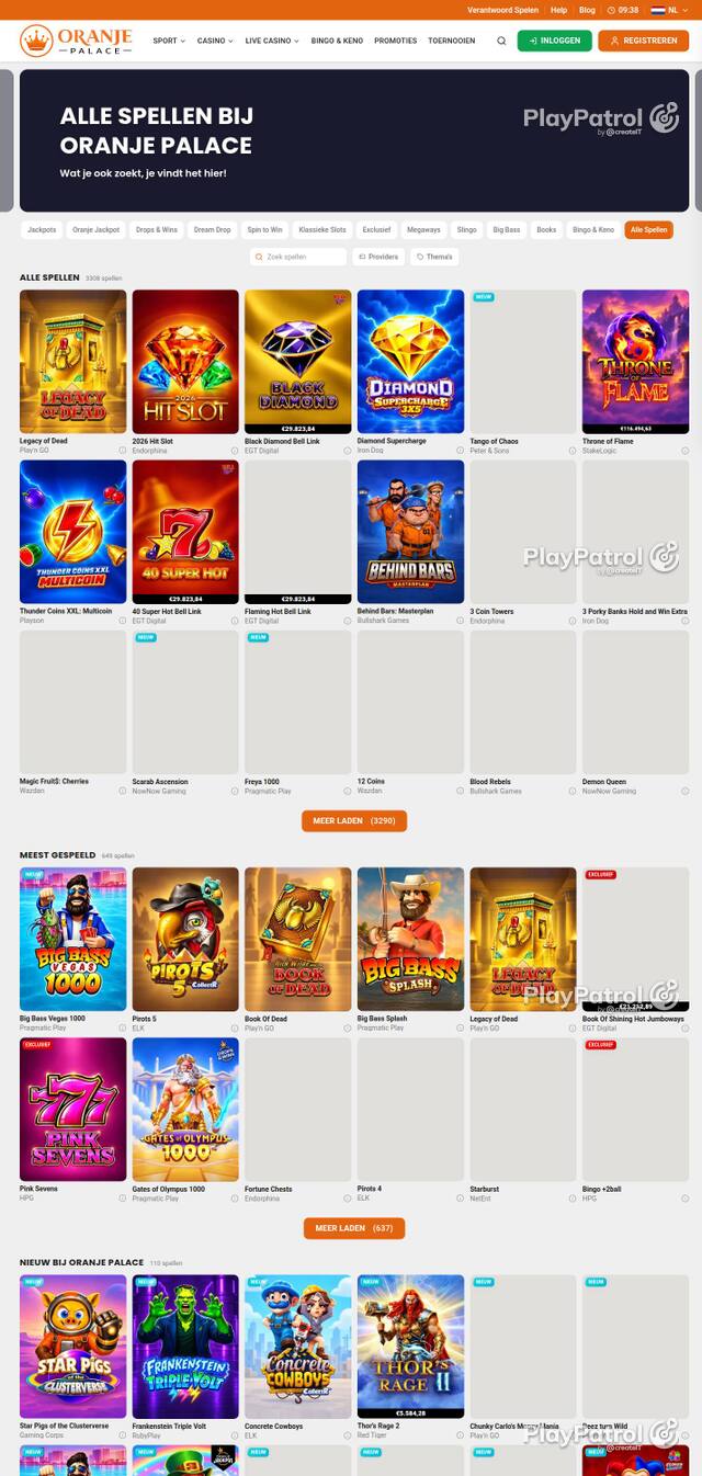 Homepage capture of Oranje Palace recorded during the scan