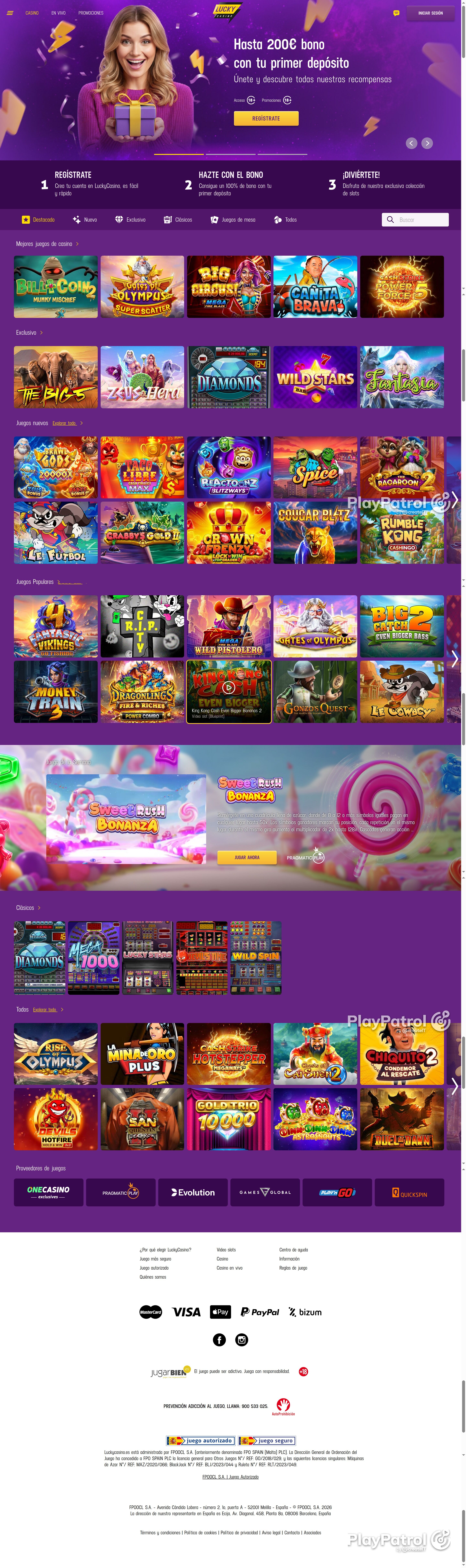 Full capture of Lucky Casino recorded during the scan