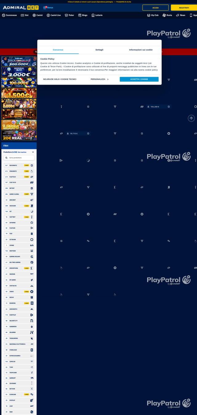 Homepage capture of AdmiralBet recorded during the scan