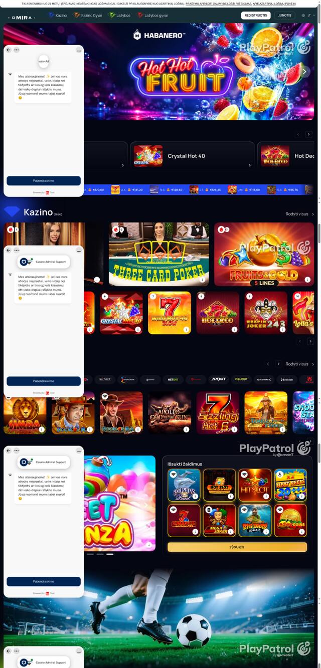 Capture of the front page of casinoadmiral.lt (casinoadmiral.lt) on 16 October 2026
