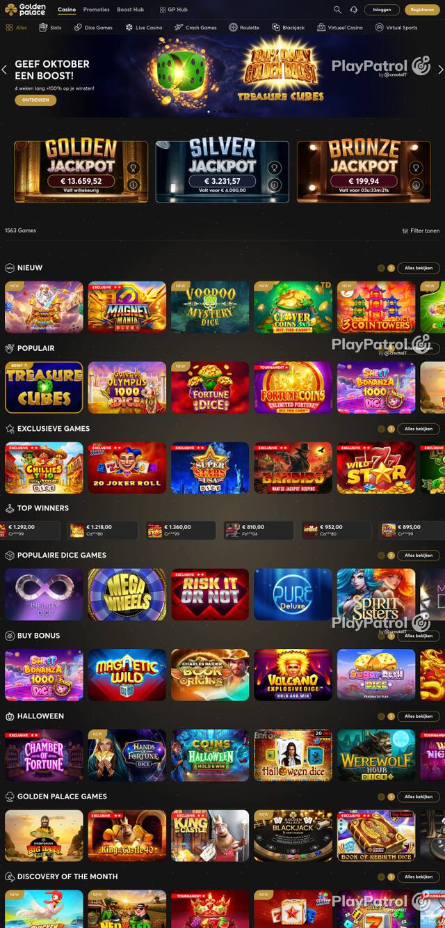 Front page of goldenpalacedice.be as captured on 28 October 2026