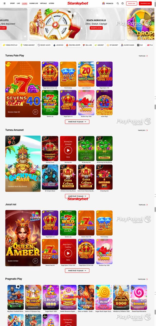 Capture of the front page of Stanleybet (stanleybet.ro) on 15 October 2026