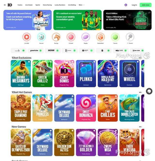 Capture of the front page of 10bet.co.za (10bet.co.za) on 4 October 2026