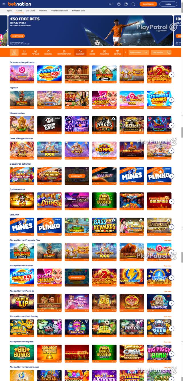 Capture of the front page of BetNation (betnation.nl) on 10 October 2026