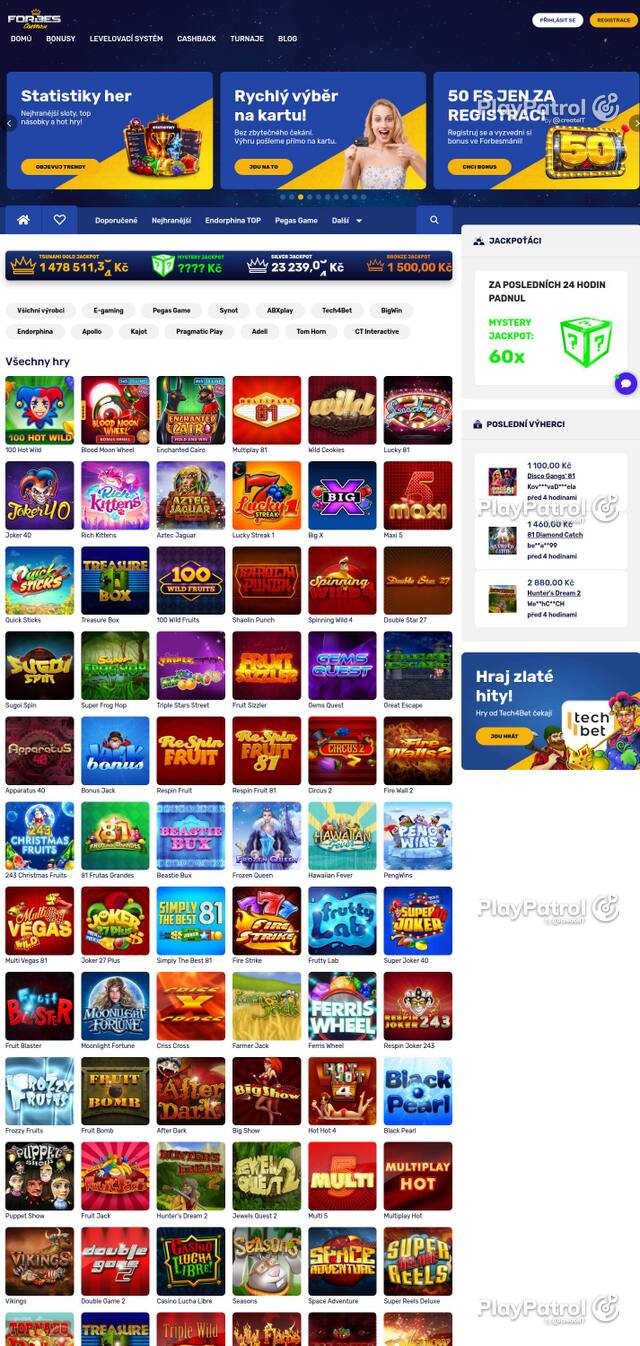 Homepage capture of Forbes Casino recorded during the scan