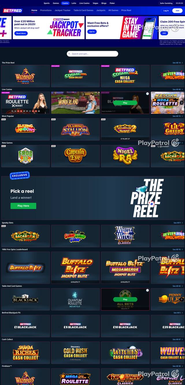 Capture of the front page of Betfred (betfred.com) on 28 October 2026