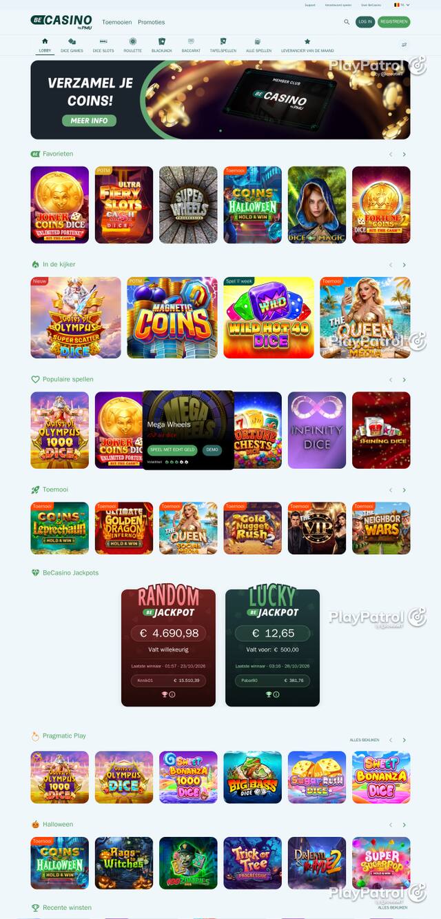 Capture of the front page of becasino.be (becasino.be) on 28 October 2026