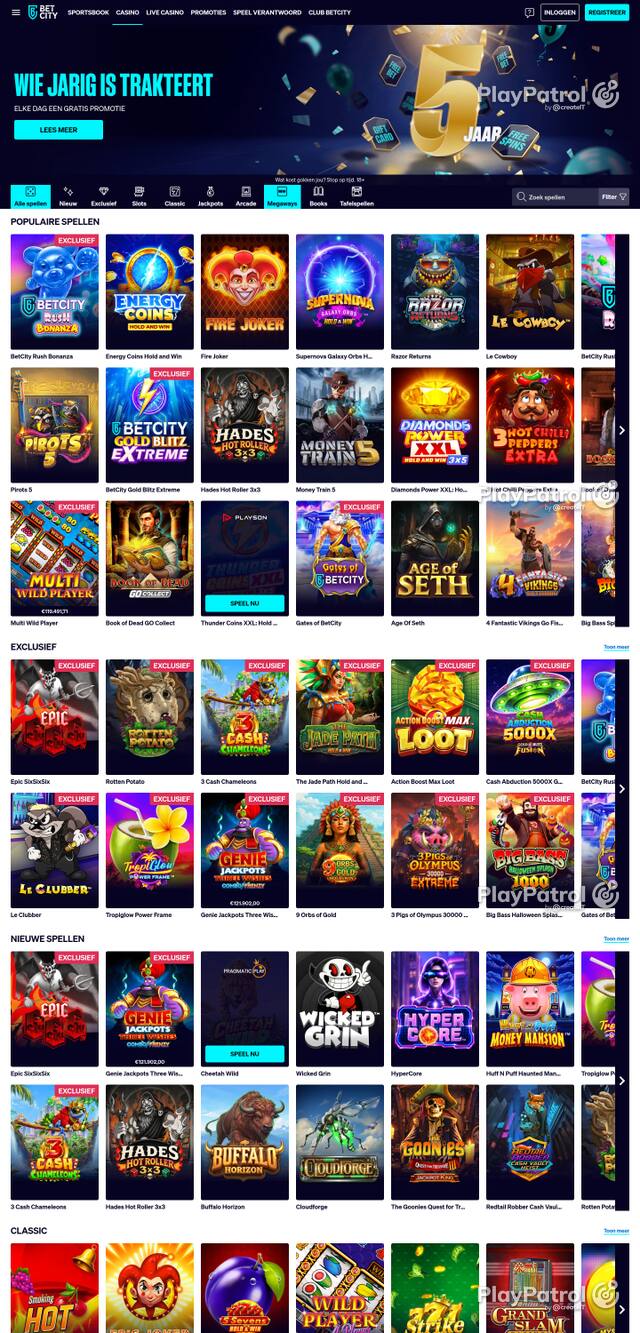 Capture of the front page of BetCity (betcity.nl) on 9 October 2026