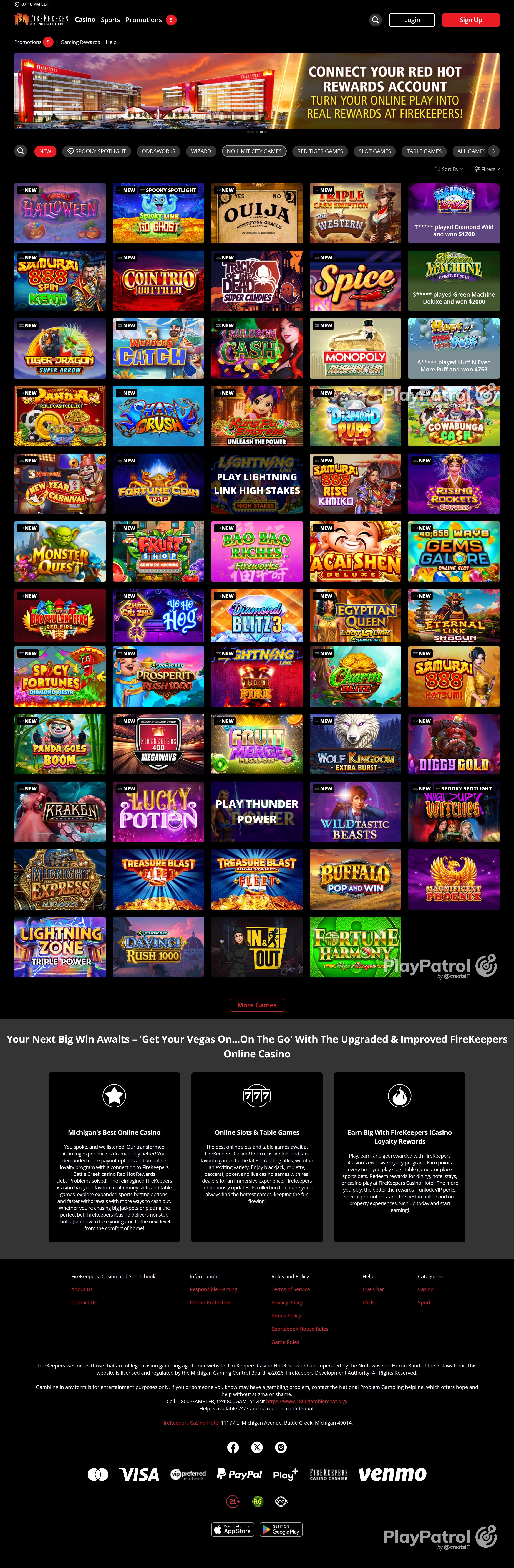 Full capture of igaming.firekeeperscasino.com recorded during the scan