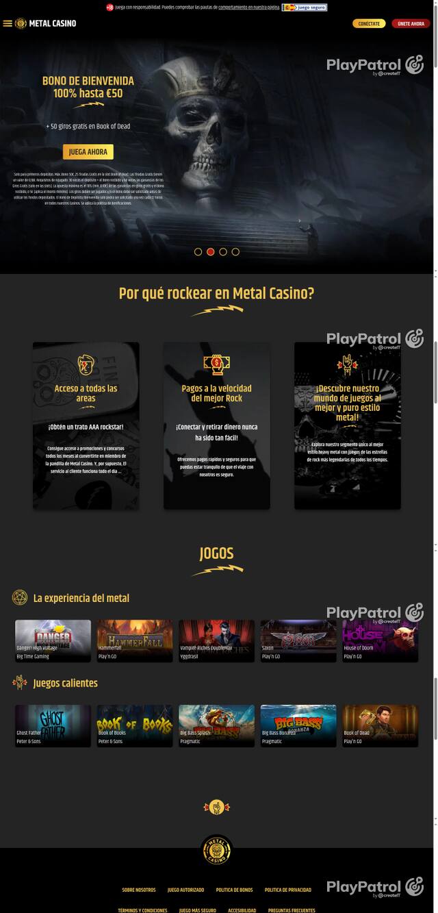 Capture of the front page of Metal Casino (metalcasino.es) on 30 October 2026