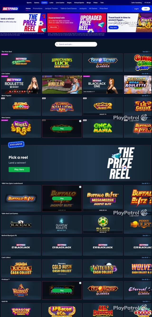 Capture of the front page of Betfred (betfred.com) on 15 October 2026