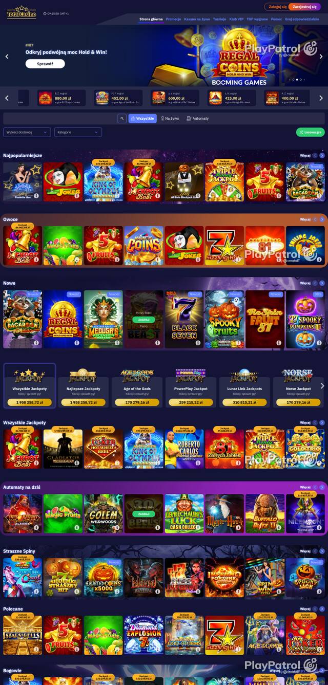 Front page of totalcasino.pl as captured on 29 October 2026