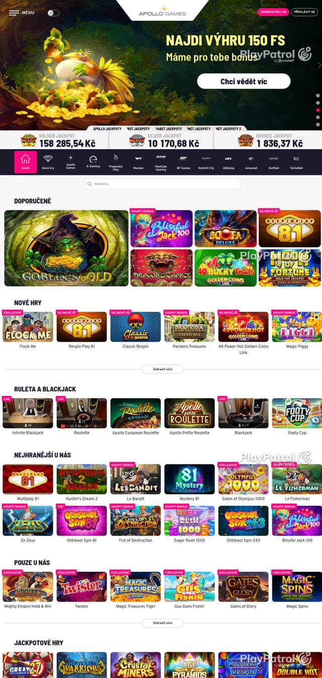 Homepage capture of Apollo Games recorded during the scan