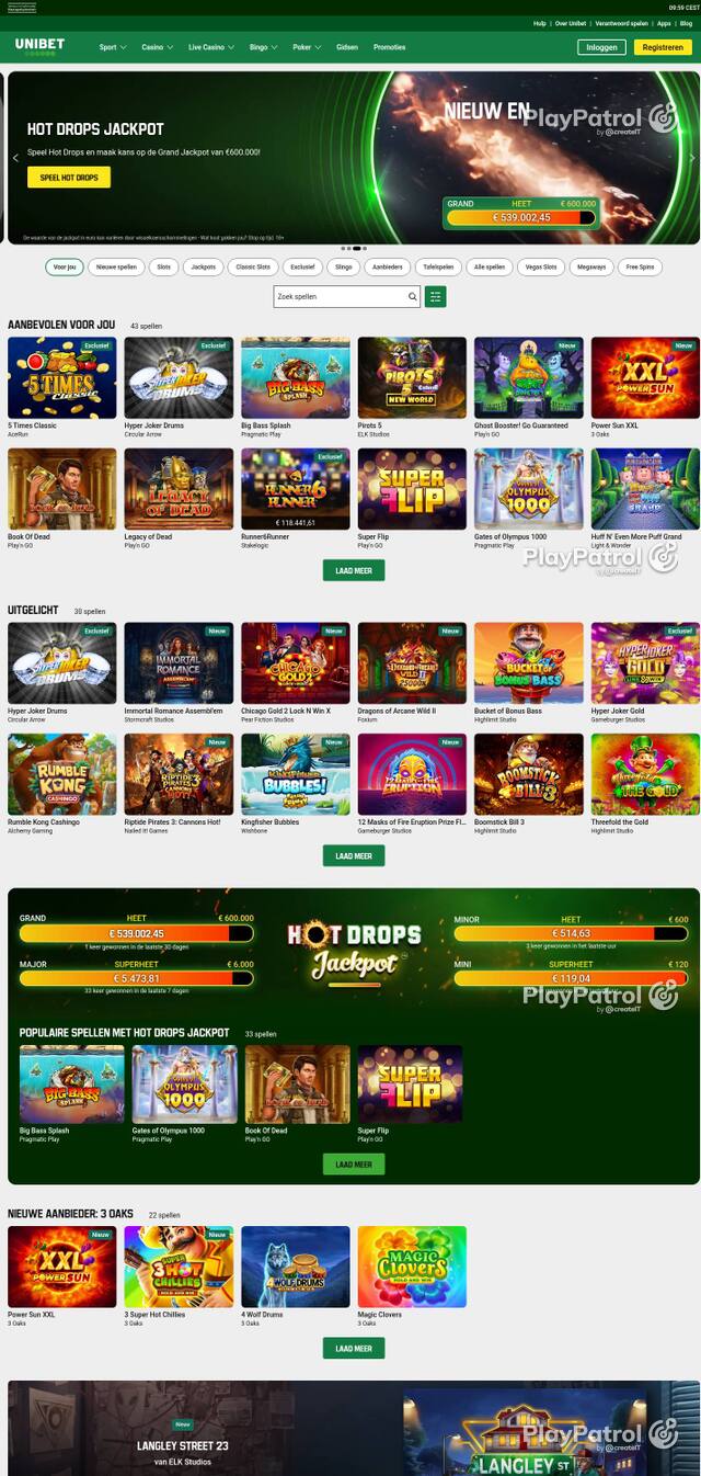 Capture of the front page of Unibet (unibet.nl) on 4 October 2026
