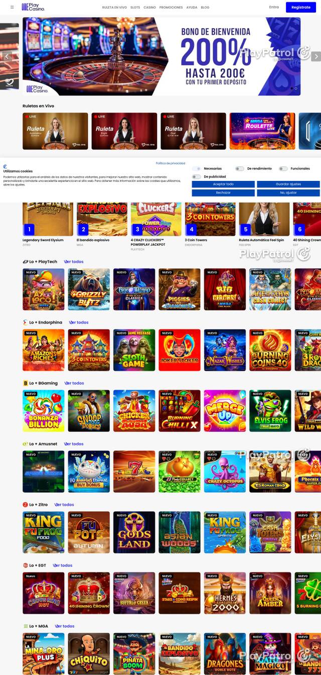 Homepage capture of OnePlay Casino recorded during the scan
