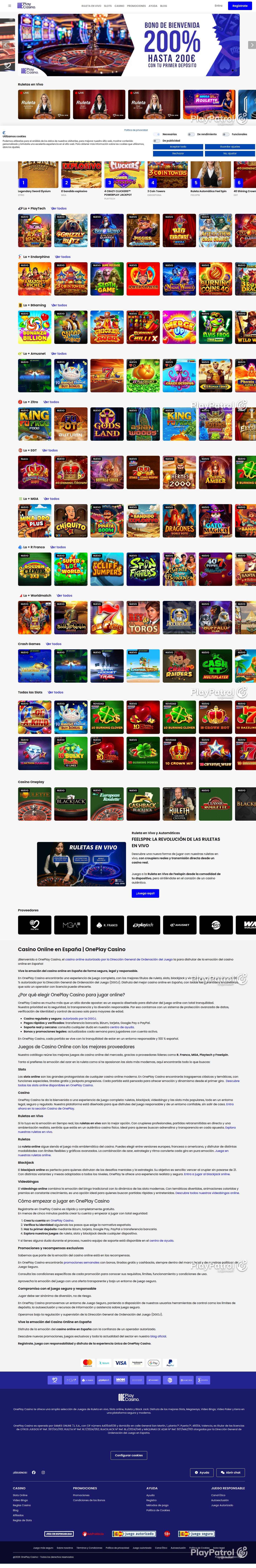 Full capture of OnePlay Casino recorded during the scan