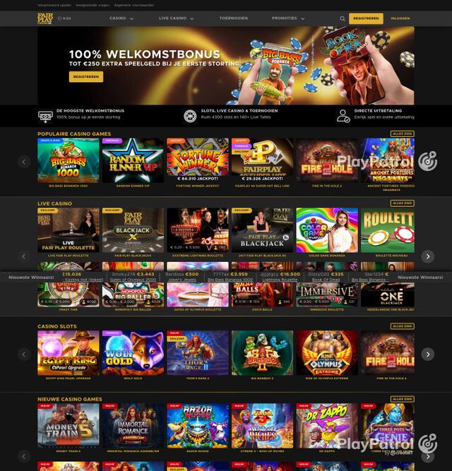 Homepage capture of Fair Play Casino recorded during the scan
