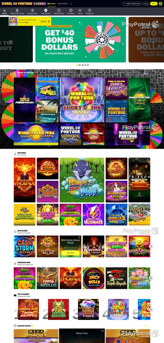 Front page of wheeloffortunecasino.com as captured on 27 October 2026