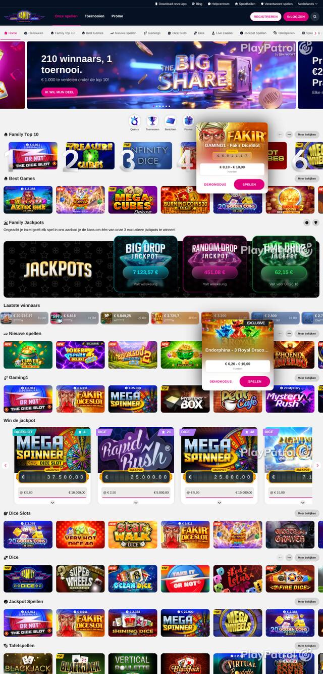 Capture of the front page of familygameonline.be (familygameonline.be) on 23 October 2026
