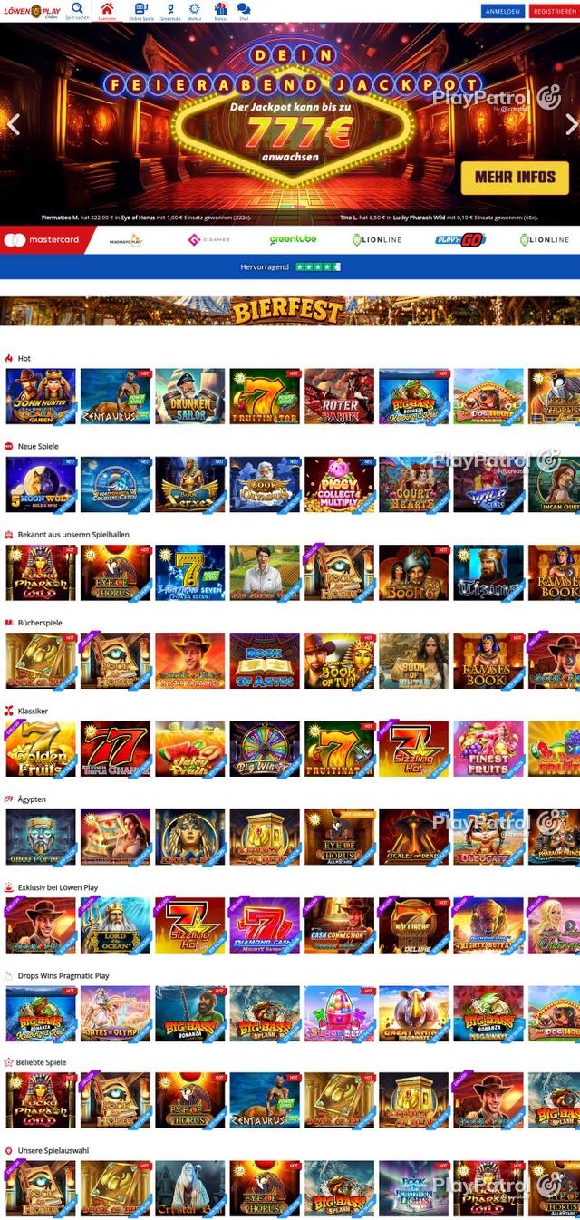 Homepage capture of Löwen Play recorded during the scan