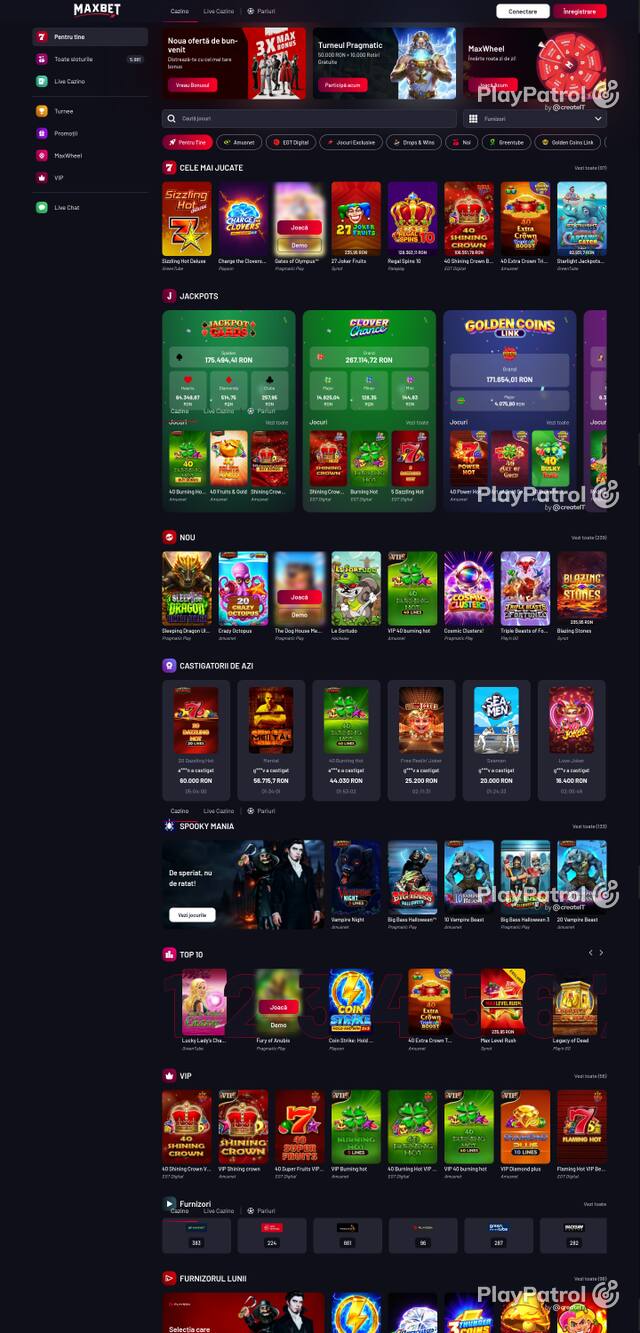 Capture of the front page of Maxbet (maxbet.ro) on 21 October 2026