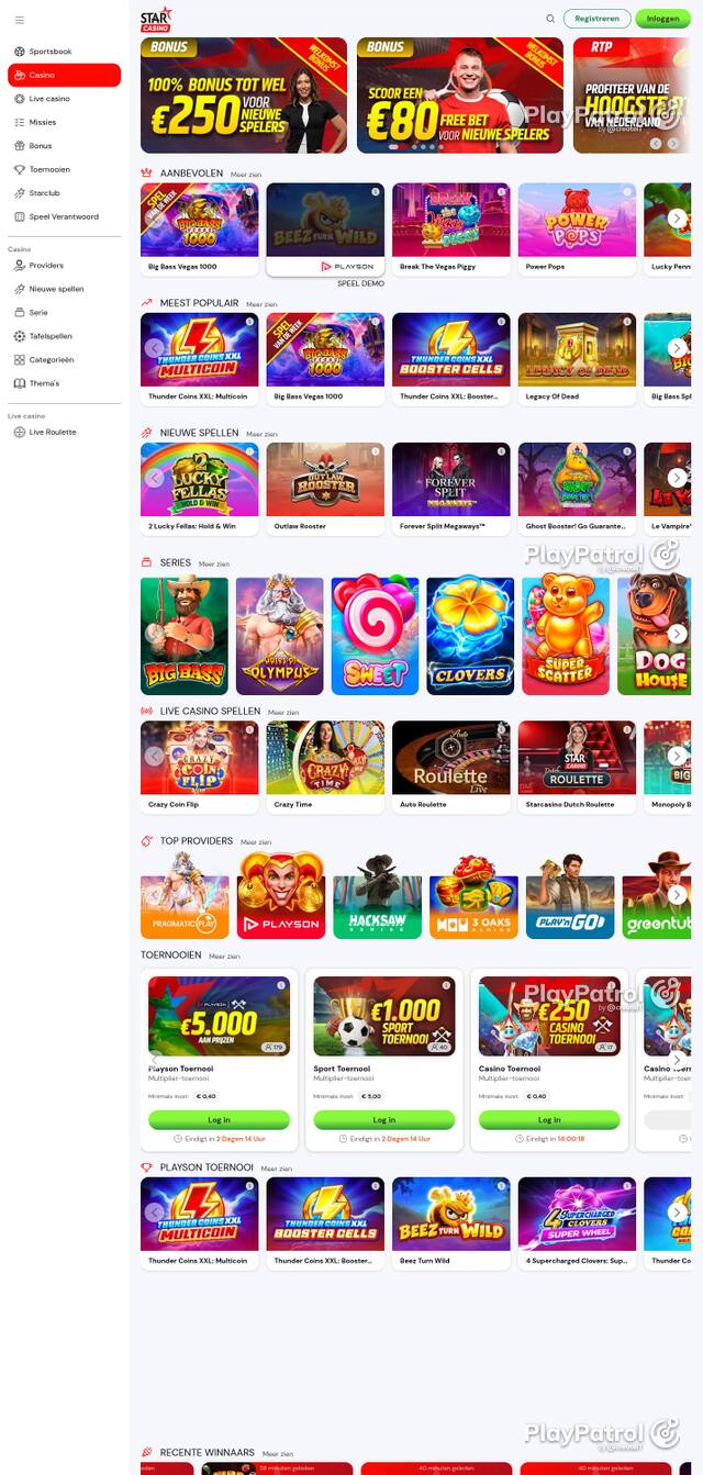 Capture of the front page of Starcasino (starcasino.nl) on 2 October 2026