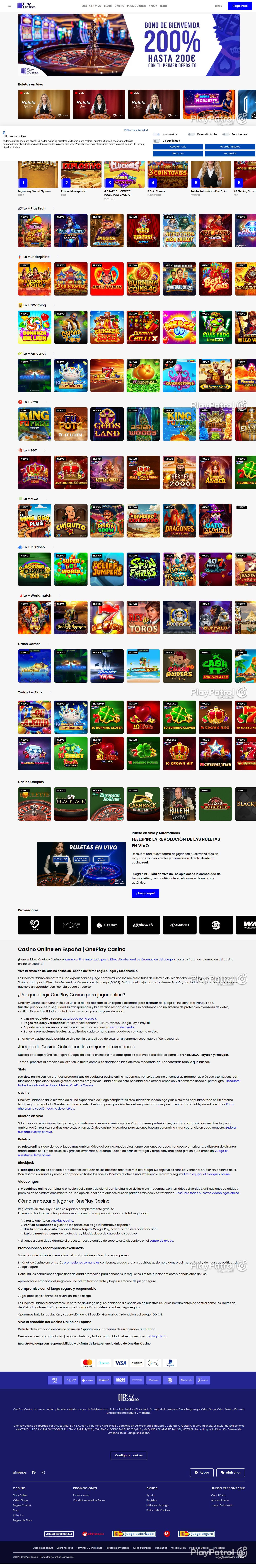 Full capture of OnePlay Casino recorded during the scan