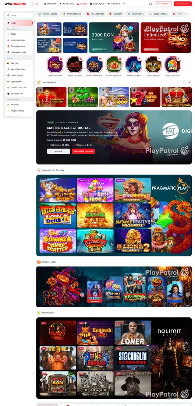 Capture of the front page of Winmasters (winmasters.ro) on 30 October 2026