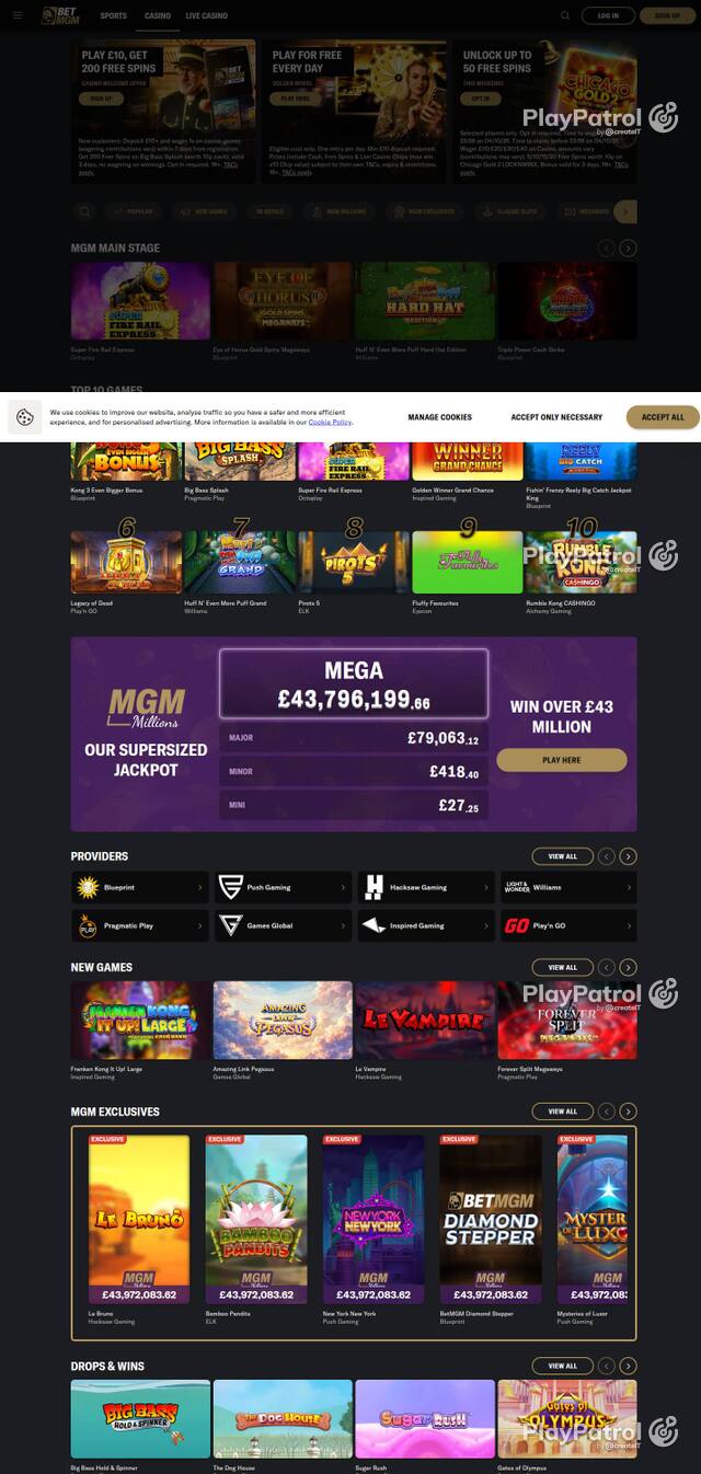 Capture of the front page of BetMGM UK (betmgm.co.uk) on 2 October 2026