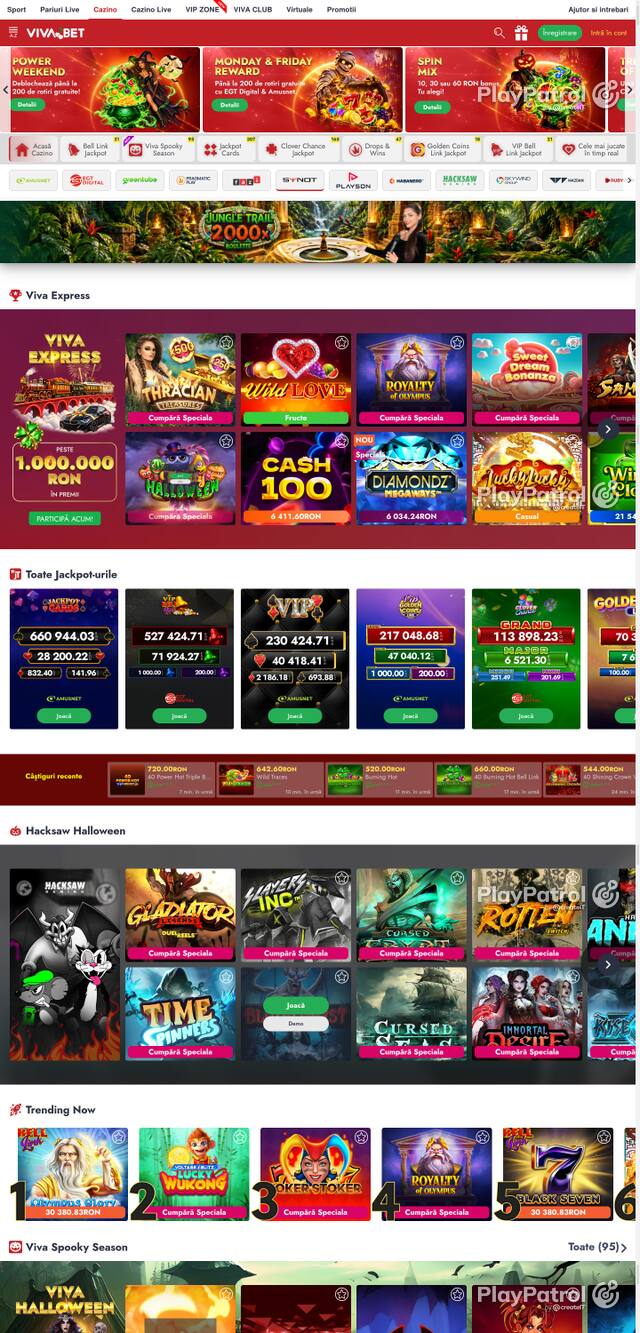 Capture of the front page of VivaBet (vivabet.ro) on 14 October 2026
