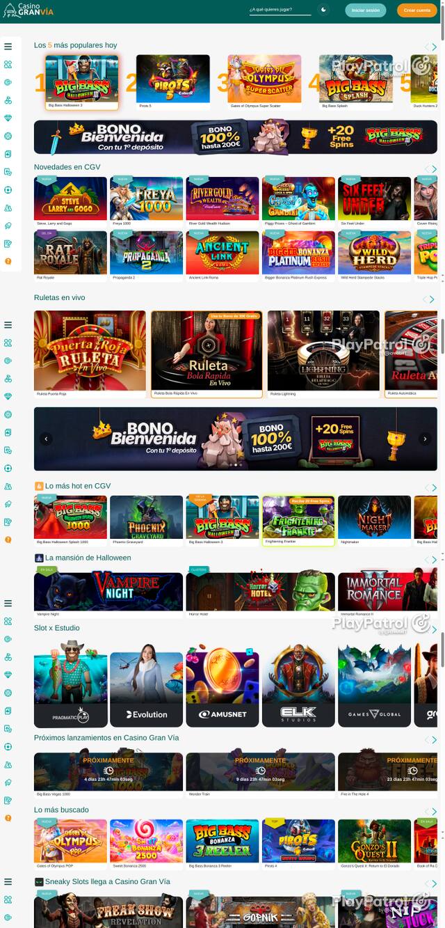 Capture of the front page of Casino Gran Vía (casinogranvia.es) on 24 October 2026
