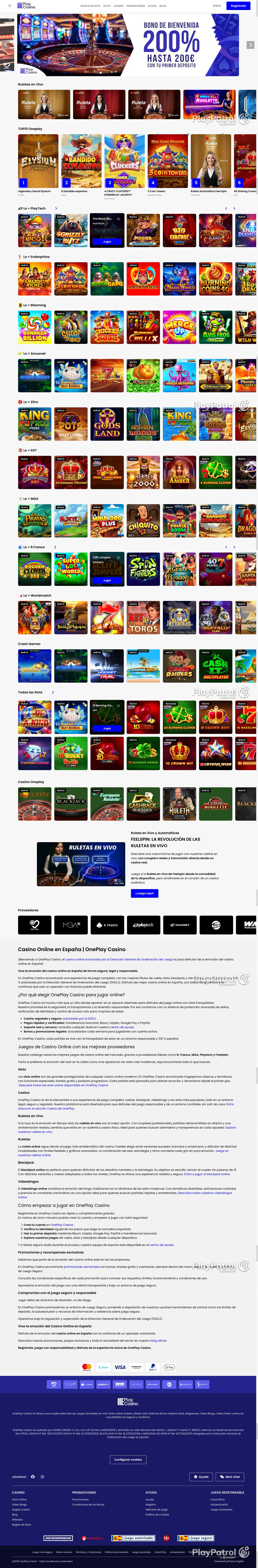 Full capture of OnePlay Casino recorded during the scan