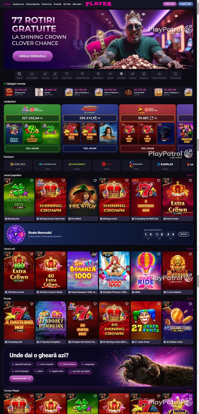 Capture of the front page of Player (player.ro) on 30 October 2026
