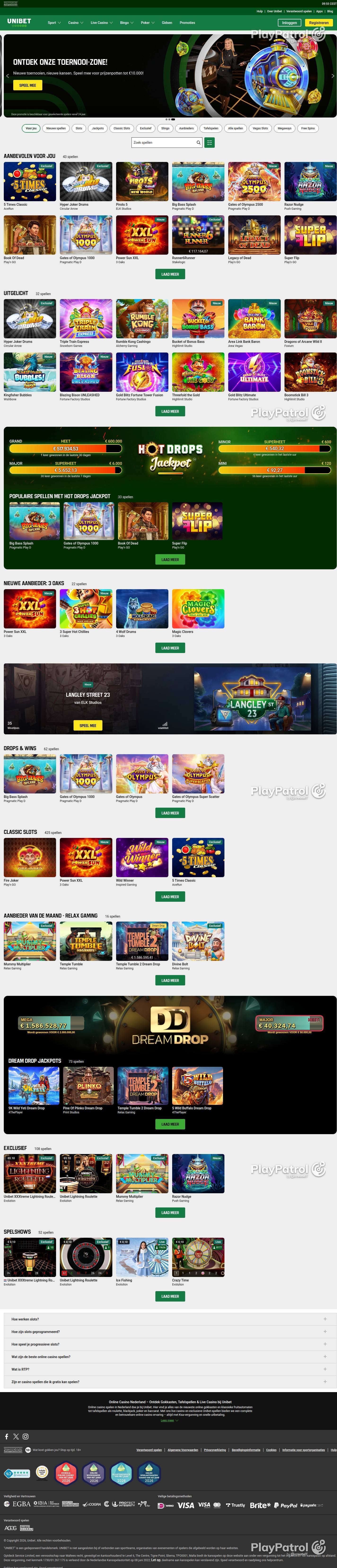 Full capture of Unibet recorded during the scan