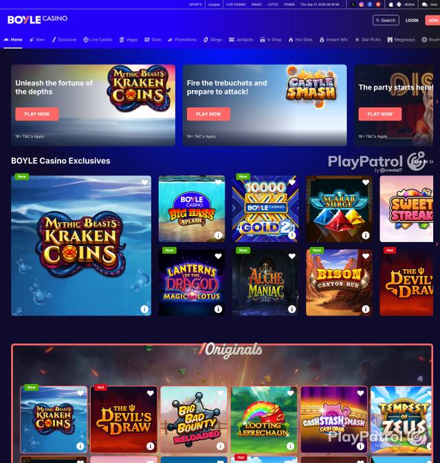 Capture of BoyleSports Casino recorded during the scan